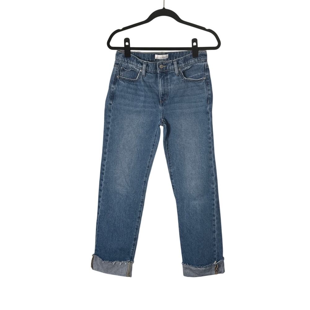LOFT The Slouchy Boyfriend Cuffed Jeans Classic Blue Medium Wash Size 00/24 - Picture 2 of 11